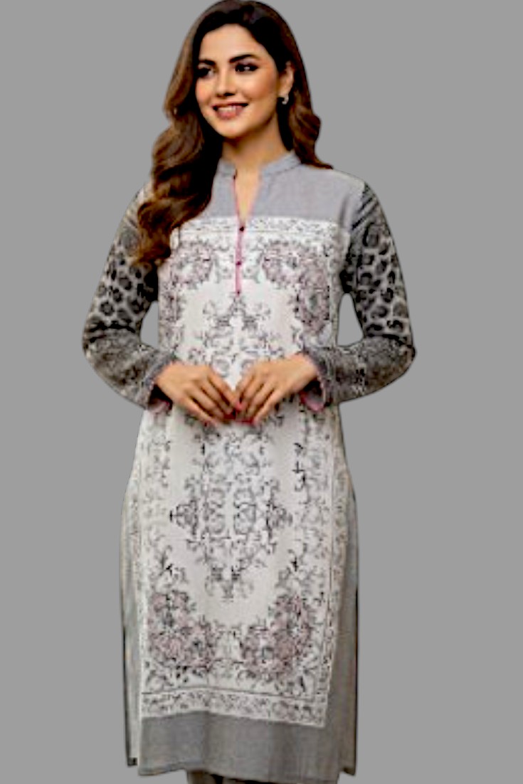 P000168 (6) Grey Double Georgette Elegant Kurti with so Beautiful Print